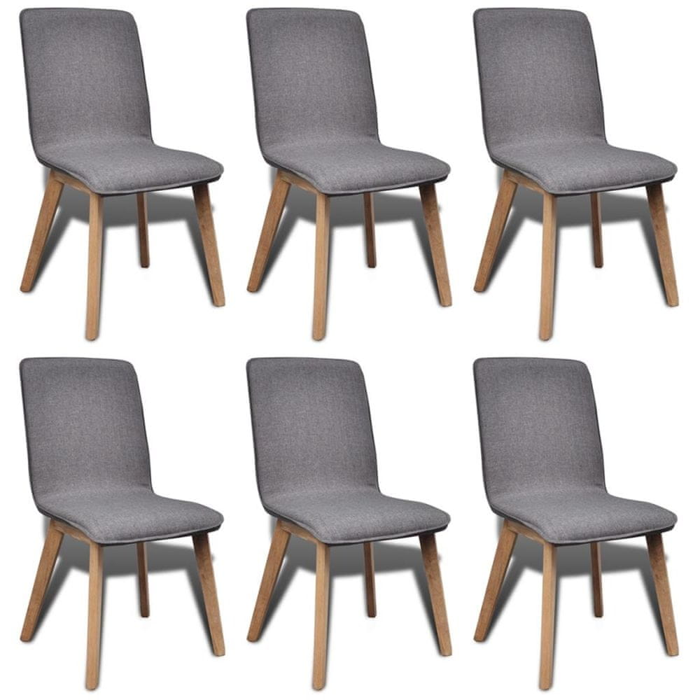 Petromila vidaXL Jedálenské stoličky 6 ks, svetlosivé, látka a dubový masív 